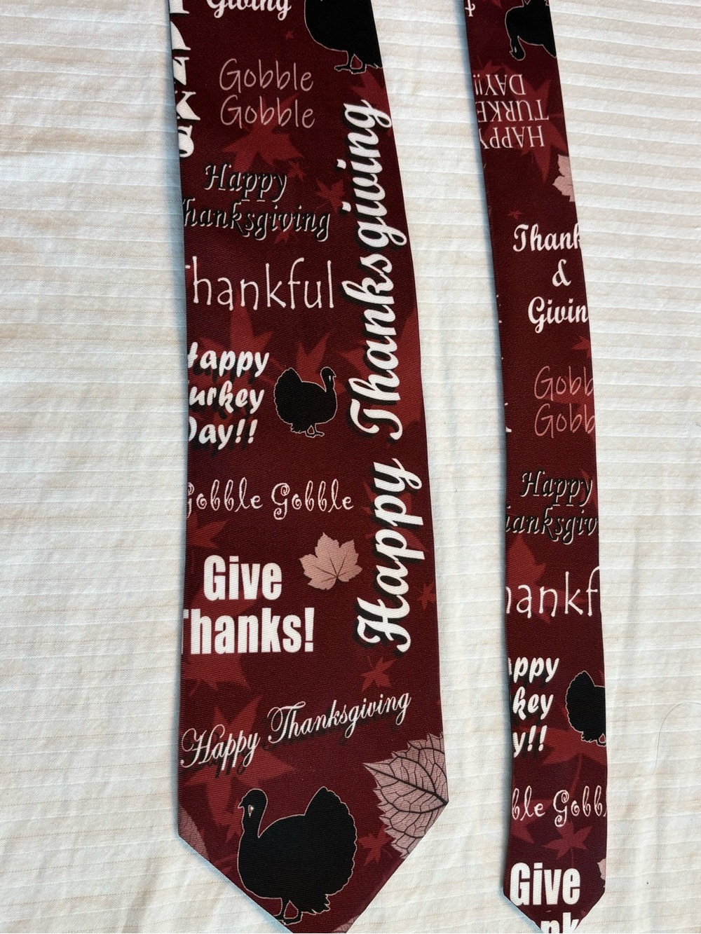 HAPPY THANKSGIVING - Three Rooker Maroon 100% Polyester Necktie